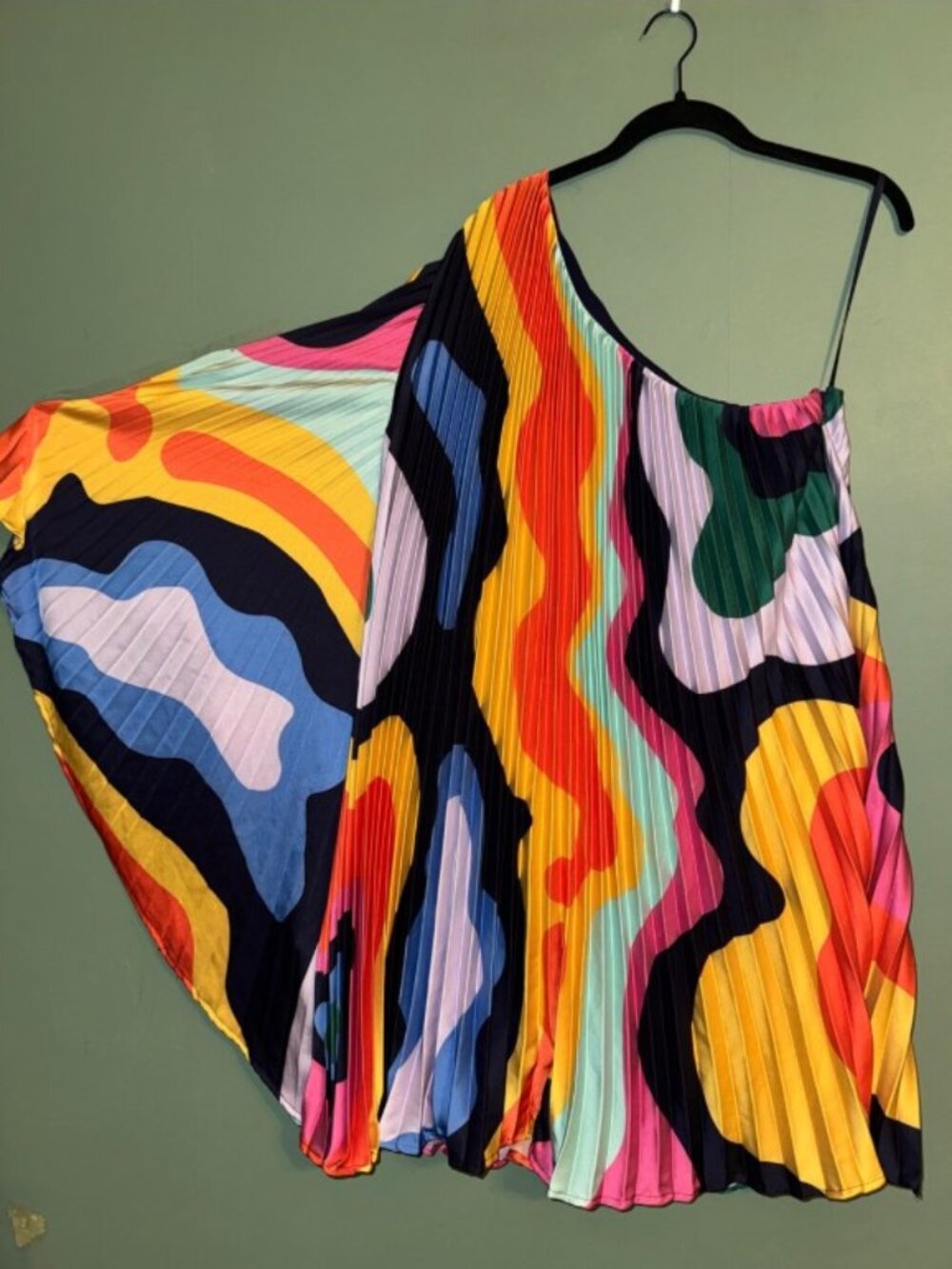 Anthropologie Hutch One-Shoulder Pleated Romper Retro 70s Style Small - Picture 2 of 8